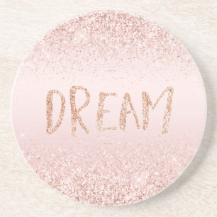 Blush Pink Ombre Glitzy Glitter Sparkle Coaster