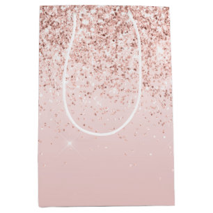 Blush Pink Ombre Glitzy Glitter Sparkle       Medium Gift Bag