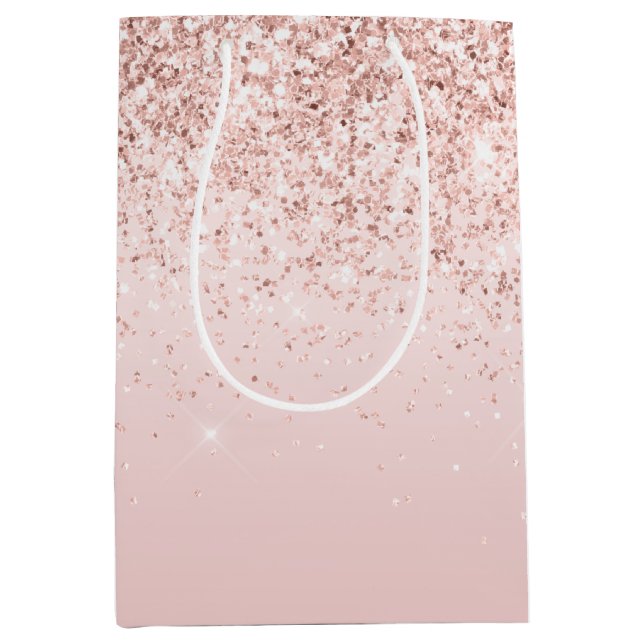 Blush Pink Ombre Glitzy Glitter Sparkle       Medium Gift Bag (Front)