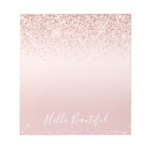 Blush Pink Ombre Glitzy Glitter Sparkle Notepad