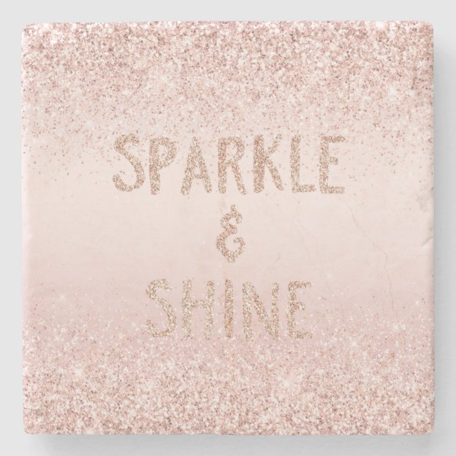 Blush Pink Ombre Glitzy Glitter Sparkle    Stone Coaster (Front)
