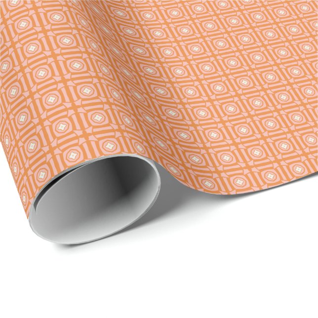 Blush Pink Orange 2 Flared Square Wrapping Paper (Roll Corner)