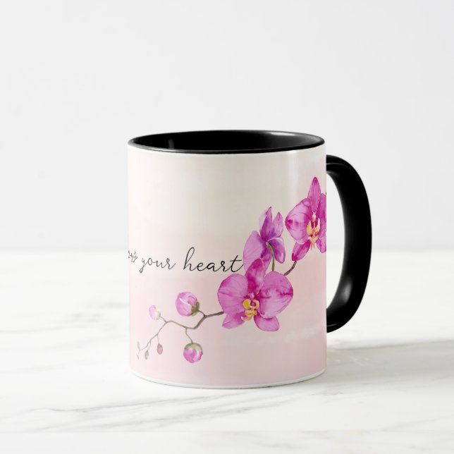 Blush Pink Orchid Flowers Mug (Front Right)