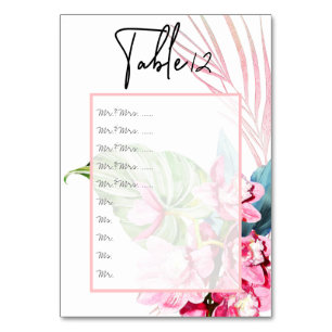 Blush Pink Orchid+Palm Table Nos. pin to board Number
