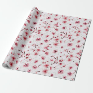 Blush Pink Oriental Japanese Cherry Blossom Wrapping Paper
