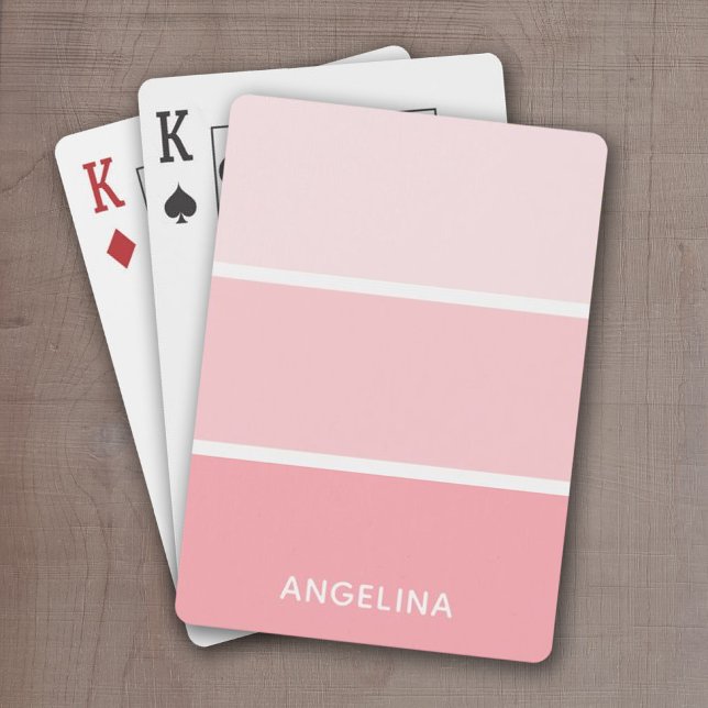 Blush Pink Paint Chips with Custom Name Playing Cards (Add a name or monogram to these personalized playing cards.)