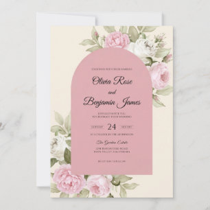 Blush Pink Painted Petal Wedding Invitation