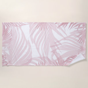 Blush Pink Palm Bliss 1 #tropical #art Beach Towel