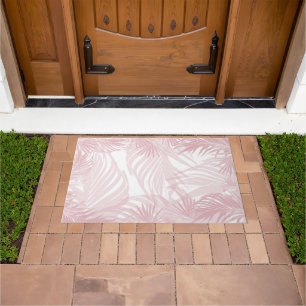 Blush Pink Palm Bliss 1 #tropical #art Doormat