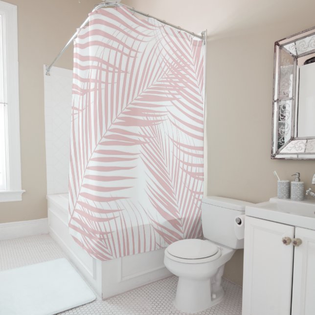 Blush Pink Palm Leaves Dream Cali Summer Vibes #2 Shower Curtain (In Situ)