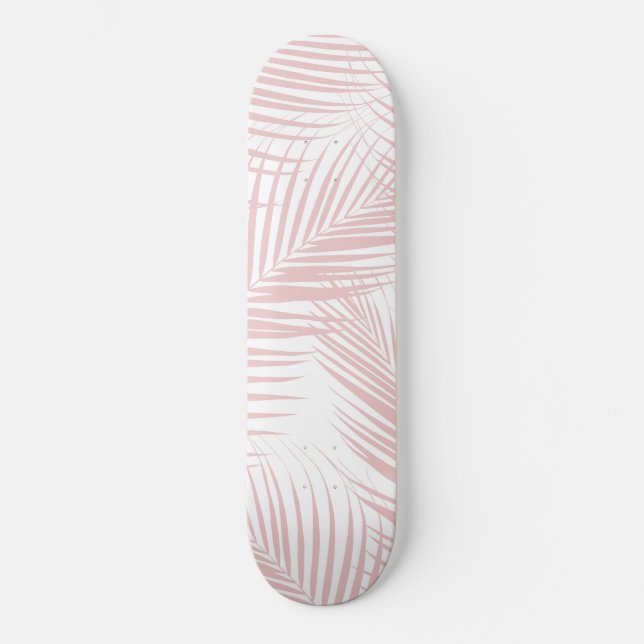 Blush Pink Palm Leaves Dream Cali Summer Vibes #2 Skateboard (Front)