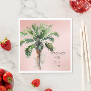 Blush Pink Palm Tree Personalised    Napkin