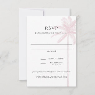 Blush Pink Palm Tree Response Card Vintage Drawing