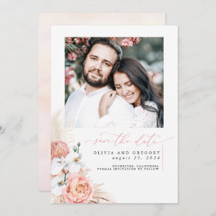 Blush Pink Pampas Grass Save The Date Photo