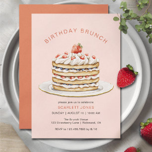 Blush Pink Pancakes Cute Girly Birthday Brunch Invitation