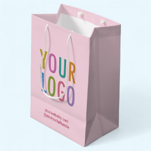 Blush Pink Paper Gift Bag Custom Business Logo