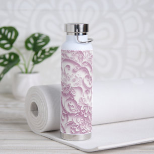 Blush Pink Paper Quilling Pattern Water Bottle