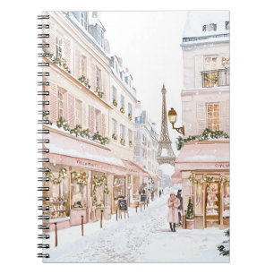 Blush Pink Paris Eiffel Tower Winter Notebook
