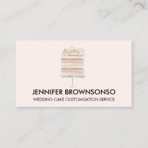 Blush Pink Party Home Bakery Wedding Cake Business Card