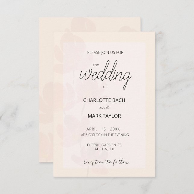 Blush Pink Pastel Flowers Watercolor Elegant Invitation (Front/Back)