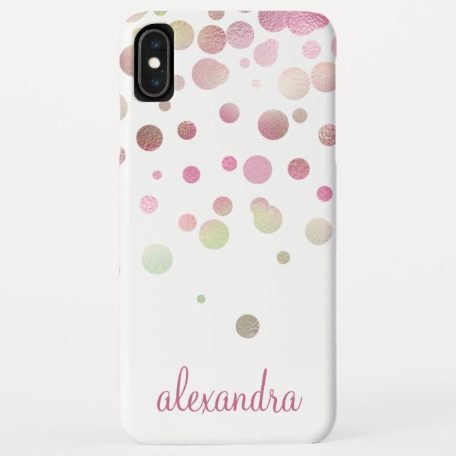 Blush Pink Pastel Iridescent Confetti Name Case-Mate iPhone Case (Back)