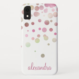 Blush Pink Pastel Iridescent Confetti Name iPhone XR Case