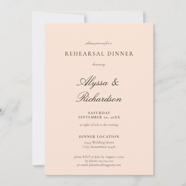 Blush Pink Pastel Rehearsal Dinner Invitation (Front)