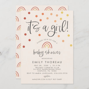 Blush Pink Pastel Terracotta Rainbow It's A Girl Invitation