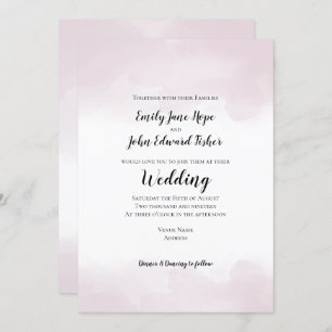 Blush Pink Pastel Watercolors Wedding Invitation