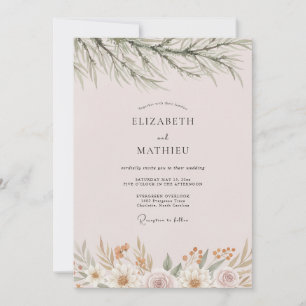 Blush Pink Peaceful Woodland Wedding Invitation