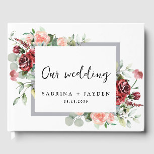 Blush Pink Peach And Coral Floral Wedding Guest Book