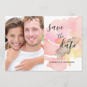 Blush Pink Peach Coral Floral Save The Date Photo