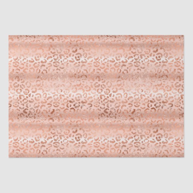 Blush Pink Peach Leopard Print Sparkle Ombre Tissue Paper (Front)