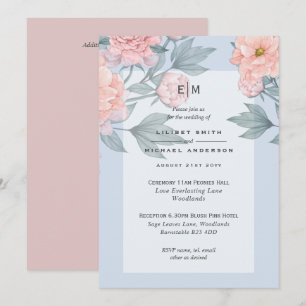 Blush Pink Peach PEONIES Wedding Invite Reception