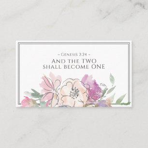 Blush Pink Peach Purple Floral Watercolor Wedding Business Card