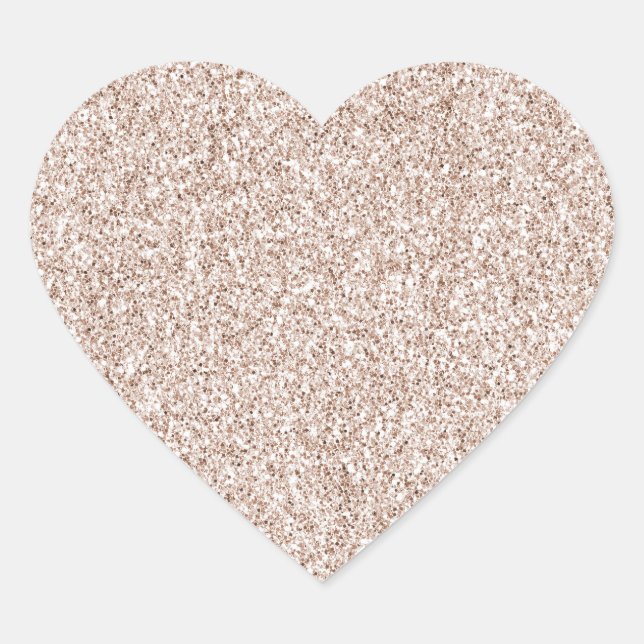Blush Pink Peach Rose Glitter  Heart Sticker (Front)