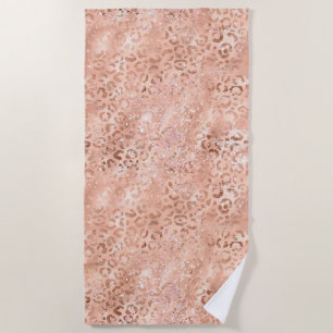 Blush Pink Peach Rose Gold Leopard  Beach Towel
