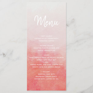 Blush Pink & Peach Watercolor Wash Wedding Menu