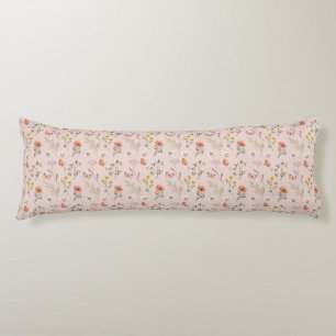 Blush Pink Peach Wildflower Body Cushion