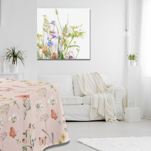 Blush Pink Peach Wildflower Tablecloth