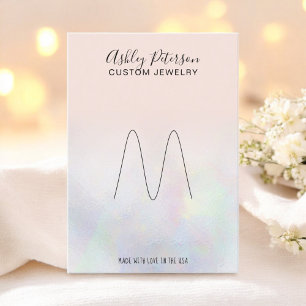 Blush pink pearl nacre jewellery ring display business card