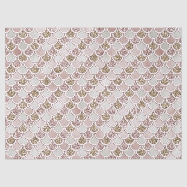 Blush Pink Pearl Shell Gold Glitter Mermaid   Tissue Paper (Front)