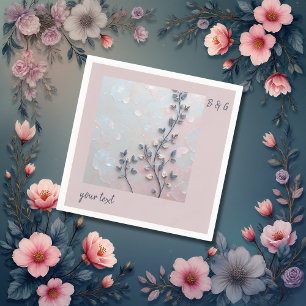 blush pink & pearl tone botanical Branch wedding Napkin