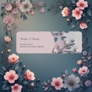 blush pink & pearl tone botanical Branch wedding Return Address Label