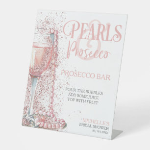 Blush Pink Pearls and Prosecco Bar Table  Pedestal Sign
