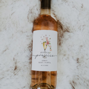 Blush Pink Pearls & Prosecco Bridal Shower Favour Wine Label