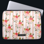 Blush Pink Peonies and Stripes Personalised Laptop Sleeve<br><div class="desc">Customisable laptop sleeve featuring pink flowers and stripes pattern. This elegant pattern is also available in variety of products.</div>