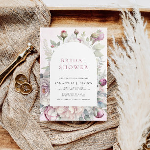 Blush Pink Peonies Elegant Floral Bridal Shower Invitation