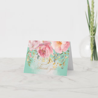 Blush Pink Peonies Floral Thank You Card