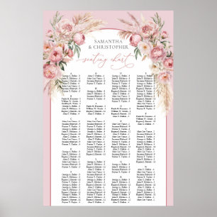 Blush pink peonies pampas boho arch Alphabetical Poster